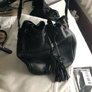 JCrew tassel tie leather bucket bag